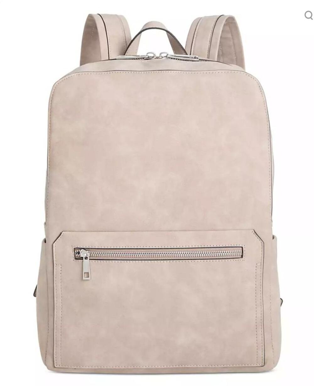 Alfani School College Backpack Adjustable Backstrap Zip Closure Med Beige NWT
